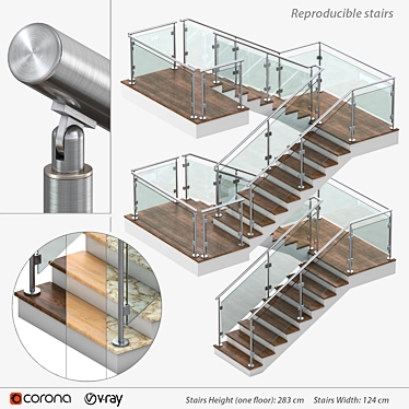 Versatile 3D Staircase Models 3D model image 1 