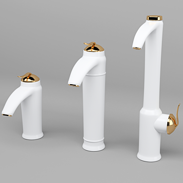 Elegant Gold Black White Valves 3D model image 1 