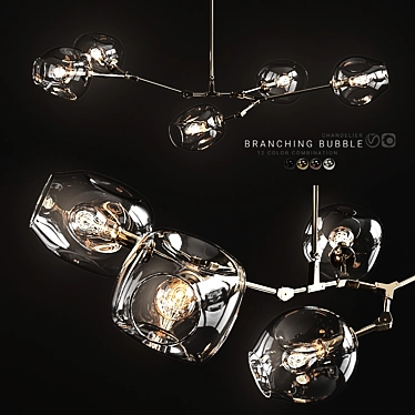 Branching Bubble Pendant Light - 5 Lamps 3D model image 1 