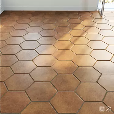 Terracotta Hexagon Tile Set - Natural and Versatile 3D model image 1 