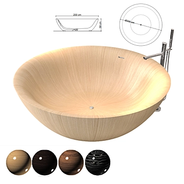 ALEGNA Laguna Redondo Wooden Bathtub 3D model image 1 