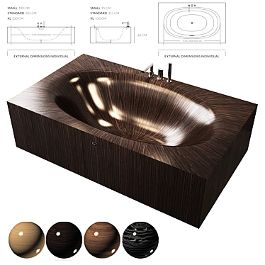 ALEGNA Laguna Wooden Bath 3D model image 1 