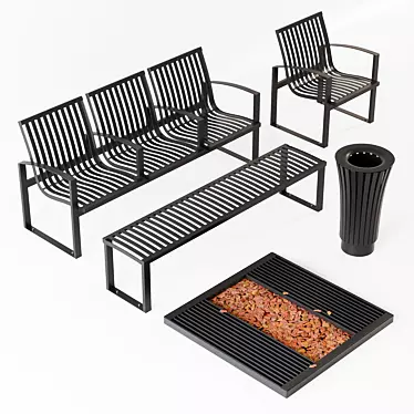 Outdoor Essentials: Bench, Seat, Urn, Chair, Grate 3D model image 1 