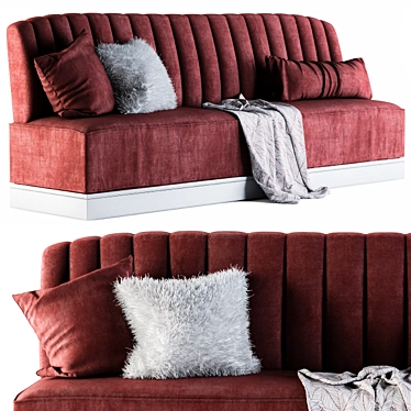 Cozy Red Hairy Sofa 3D model image 1 