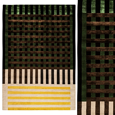 Grid Construct Silk & Wool Rug 3D model image 1 