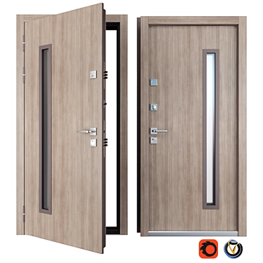 Modern Steel Entrance Door - Rio (Straj) 3D model image 1 