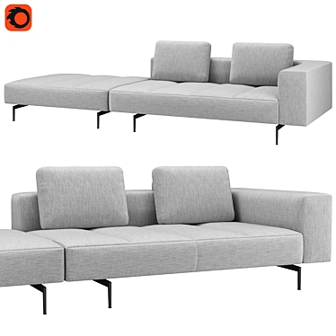 Amsterdam Luxe Gray Sofa 3D model image 1 