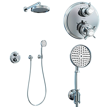 Axor Montreux Shower Set: Thermostat, Shower Arm, Holder 3D model image 1 