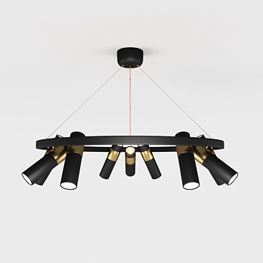 Modern Black and Gold Pendant Light 3D model image 1 