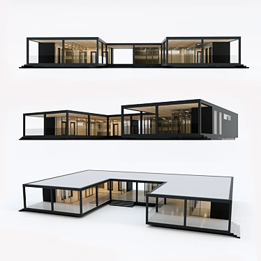 Prefab One-Story Residential Building: Stylish, Minimalistic Villa 3D model image 1 