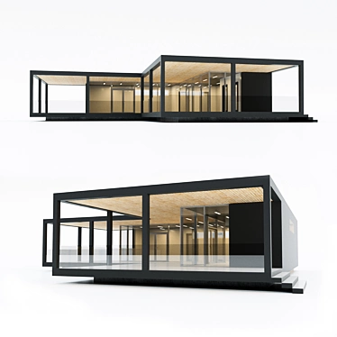 Sleek One-Story Prefab Villa 3D model image 1 