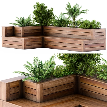 Rooftop Oasis: Flower Box Bench 3D model image 1 