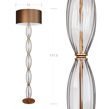 Sleek Gold Smoke Floor Lamp 3D model image 1 