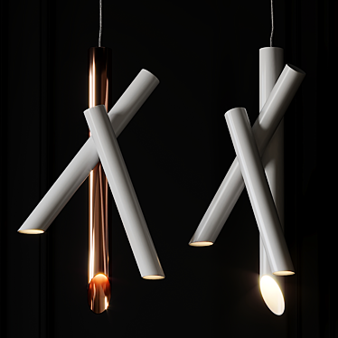 Sleek Tubes Pendant Lighting 3D model image 1 