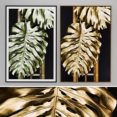 Elegant Leaves Picture Frame 3D model image 1 