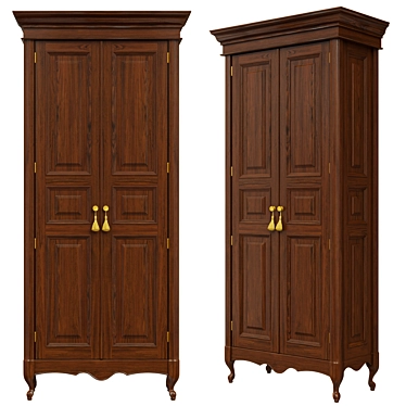 Classic Wood Wardrobe 1000mm 3D model image 1 