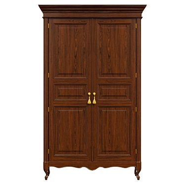 Elegant Wooden Wardrobe 3D model image 1 