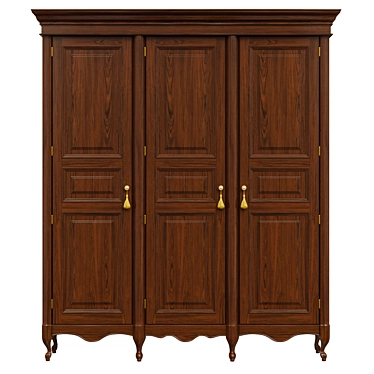 Elegant Solid Wood Wardrobe 3D model image 1 