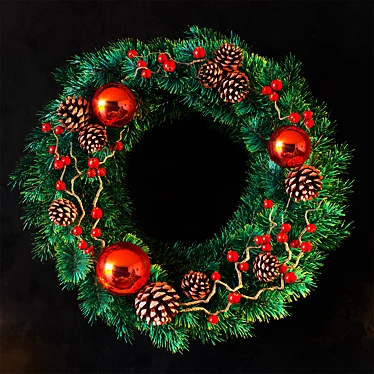 Festive Holiday Wreath 3D model image 1 