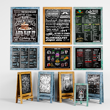 Versatile Advertising Chalkboard Set 3D model image 1 