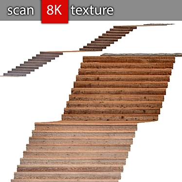 Title: 10-Step Wooden Stairs 3D model image 1 