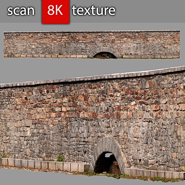 Detailed Stone Wall Model 3D model image 1 