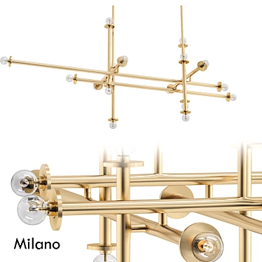 Elegant Milano Chandelier - Polished Brass 3D model image 1 