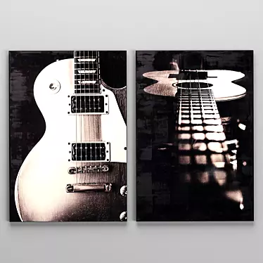 Encaustic Guitar Art Print 3D model image 1 