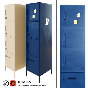 Modern Blue Idasen Office Cabinet 3D model image 1 