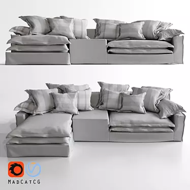 Sleek Modern Sofa with Detailed Textures 3D model image 1 