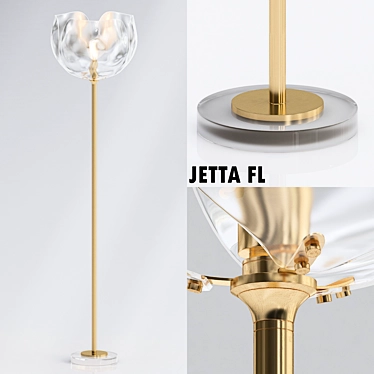 Elegant Metal and Glass Jetta FL Torchiere 3D model image 1 