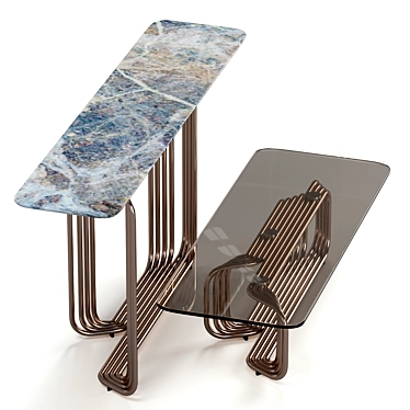 Chrome Wire Console & Low Table 3D model image 1 