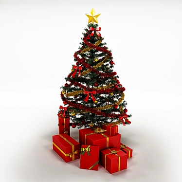 Festive Christmas Tree & Gift Set 3D model image 1 