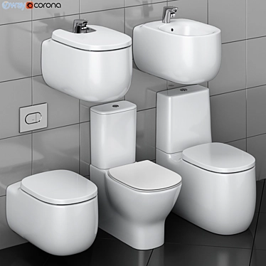 Title: Roca Beyond Toilet Bowl & Bidet 3D model image 1 