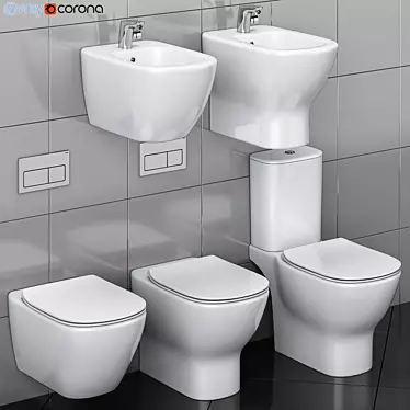 Ideal Tesi Toilet and Bidet 3D model image 1 