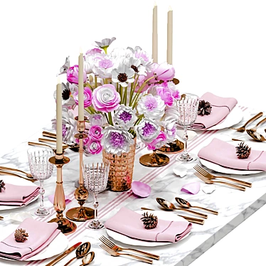 Title: Elegant Pinecone Table Setting Set 3D model image 1 