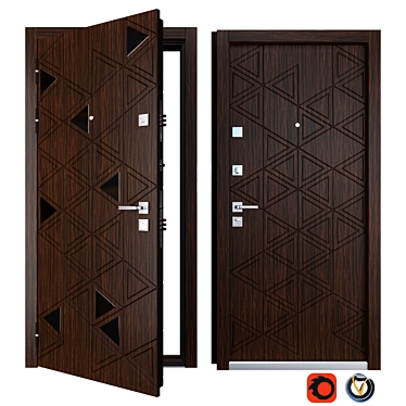 Zimen Cristal: Stylish Metal Entrance Door 3D model image 1 