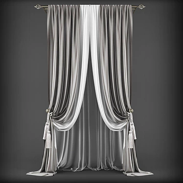 Elegant Sheer White Curtains 3D model image 1 