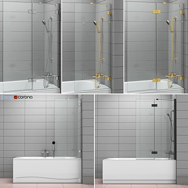 Radaway and Villeroy: Bath Shower Curtain Set 3D model image 1 