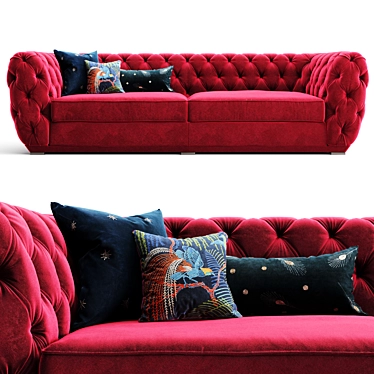 Luxury Chesterfield Sofa: Customizable Design 3D model image 1 