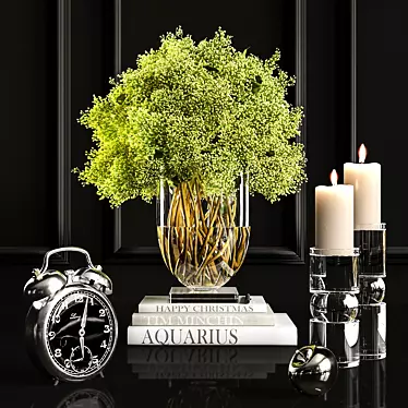 Elegant Glass Vase with Lush Plant 3D model image 1 