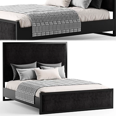 Sleek Metal Frame Modern Bed 3D model image 1 