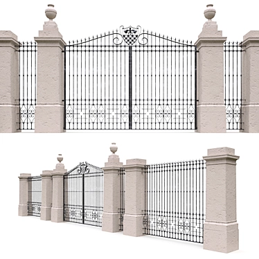 Romantic Italian Gate & Fence 3D model image 1 