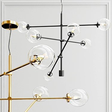 Vintage-inspired 6-Light Linear Chandelier 3D model image 1 