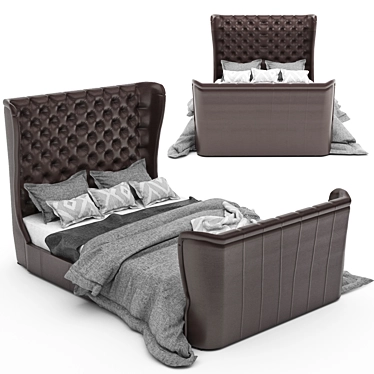 Elegant Churchill Leather Bed 3D model image 1 