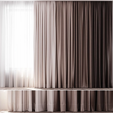 Silk Atlas Curtains & Sheers - 4 Color Options 3D model image 1 
