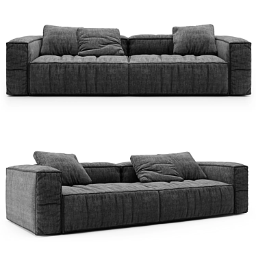 KraftBloom Wooden Sofa: 320x127x85cm 3D model image 1 