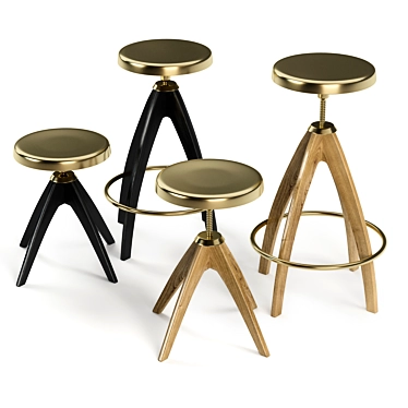 Ghidini1961 Leporello: Elegant Brass Stool 3D model image 1 