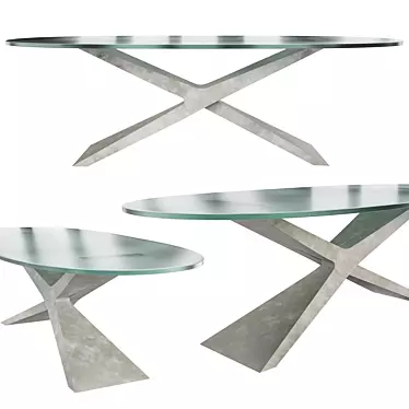 Modern Concrete and Glass Dining Table 3D model image 1 