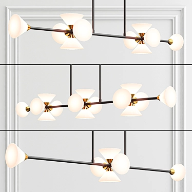 Elegant Metal and Glass Pendant Light 3D model image 1 